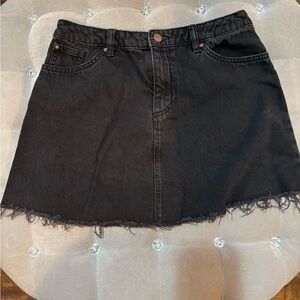 Divided Black Frayed Hem Denim Mini Skirt